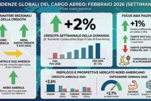 Fiori e Cina spingono il cargo aereo a inizio febbraio 2026