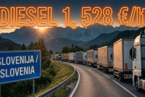 Pellegrinaggio di camion verso il gasolio sloveno