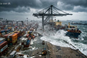 Il Tifone Bavi intasa la navigazione dei container